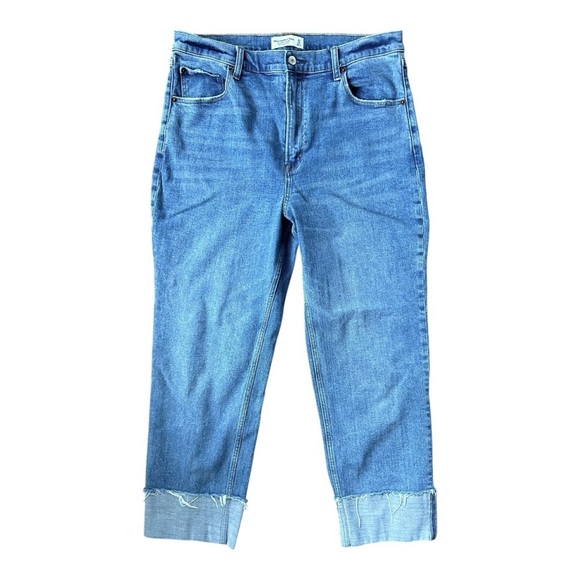 ABERCROMBIE & FITCH A&F The Ankle Straight Ultra High Rise Jean Grunge Sz 32 /14 - Picture 1 of 12